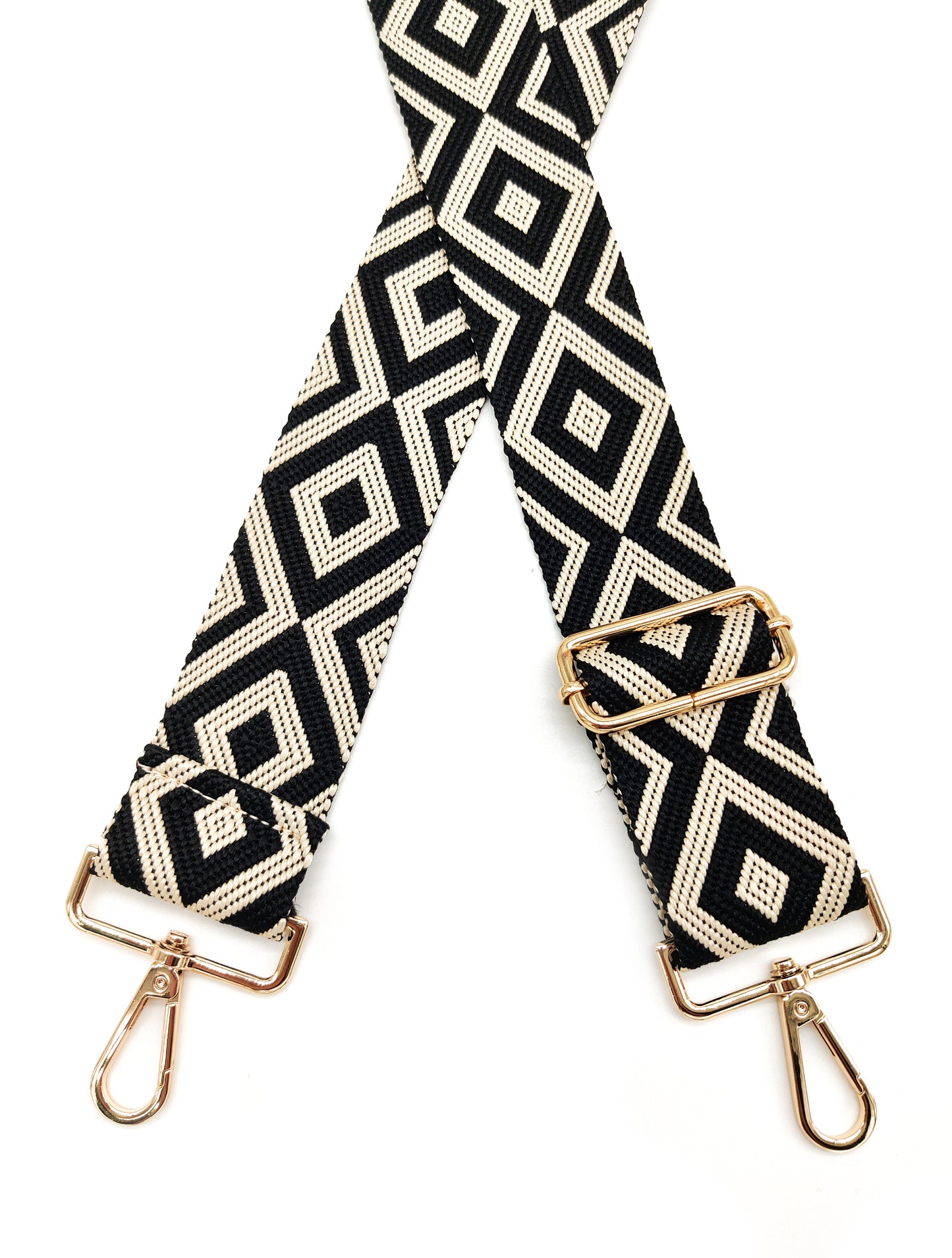 Nylon Strap Adjustable (Black & Beige Diamond)